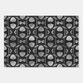 シルバーアールデコシェルオンブラック ラッピングペーパーシート (正面)