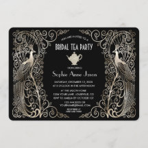 シルバーアールデコピーコックブライダルシャワーティーパーティー