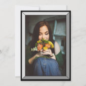 シルバーアールデコフォト誕生日サプライズパーティー 招待状 (裏面)