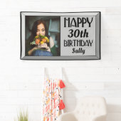 シルバーアールデコ面取りフォト誕生日 横断幕 (インサイチュ)