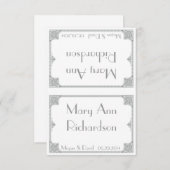 シルバーアールデコ – エレガントなウェディングテーブルカード 招待状 (正面/裏面)