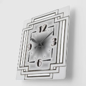 シルバーアールデコ スクエア壁時計 (傾斜)