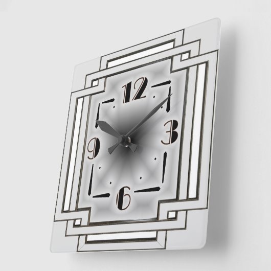 シルバーアールデコ スクエア壁時計 (傾斜)