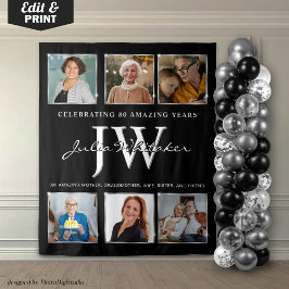 シルバーイニシャルカスタム誕生日の背景と写真 タペストリー