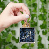 シルバーイニシャルブルールネッサンスキーチェーン キーホルダー (手)