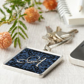 シルバーイニシャルブルールネッサンスキーチェーン キーホルダー (側面)