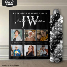 シルバーイニシャル カスタム バースデー 背景と写真 タペストリー