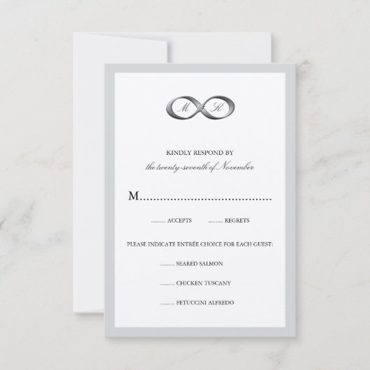 シルバーインフィニティハンドクラスプカップルモノ結婚グラムズ 出欠カード (正面)