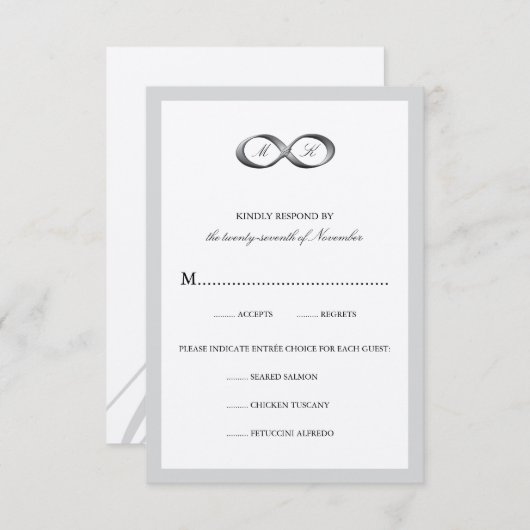 シルバーインフィニティハンドクラスプカップルモノ結婚グラムズ 出欠カード (正面/裏面)