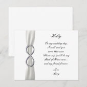 シルバーインフィニティホワイトウェディングメイドオブオナーカード 招待状 (正面/裏面)