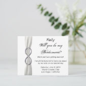 シルバーインフィニティホワイトウェディング ブライズメイドカード 招待状 (スタンド正面)