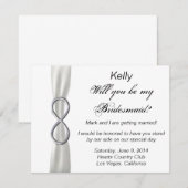 シルバーインフィニティホワイトウェディング ブライズメイドカード 招待状 (正面/裏面)