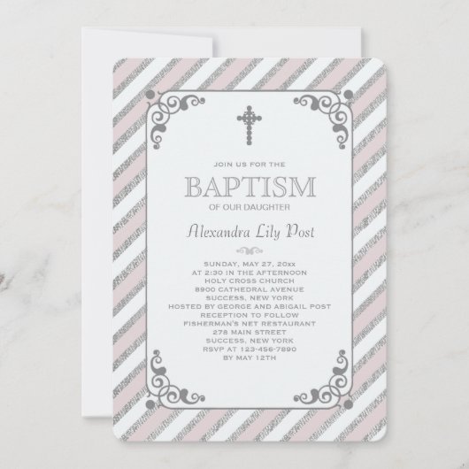 シルバーインプレッションピンク宗教招待状 招待状 (正面)
