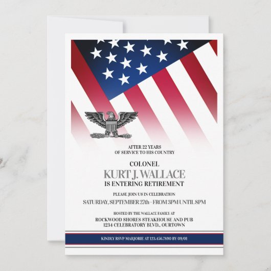 シルバーイーグル軍隊退職パーティの招待状 招待状 (正面)