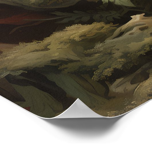 シルバーイースタンドラゴンイラストレーションプリント/ ポスター (角)