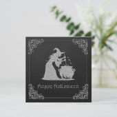 シルバーウィッチ&カルドロンハロウィングリーティングカード (スタンド正面)