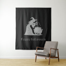 シルバーウィッチ&カルドロンハロウィーンの写真の背景 タペストリー