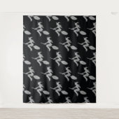 シルバーウィッ飛んでいるチハロウィーンの写真の背景 タペストリー (正面)