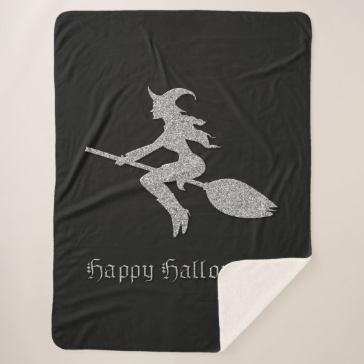 シルバーウィッ飛んでいるチハロウィーン シェルパブランケット (正面)