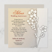 シルバーウィディング・アニバーサリーのデザインハガキ(または招待状) 招待状 (正面/裏面)