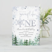 シルバーウィル小さなスノーフレーク冬の森誕生日 招待状 (スタンド正面)