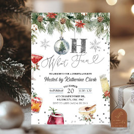 シルバーウィンターおもしろいクリスマスカクテルホリデーパーティー 招待状