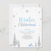 シルバーウィンターのワンダーランド男子１歳の誕生日パーティー 招待状 (正面)