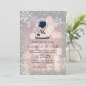 シルバーウィンターウェディングブルーバラフラワードーム 招待状 (スタンド正面)