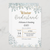 シルバーウィンターオネダーランド誕生日招待状 招待状 (正面/裏面)