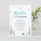 シルバーウィンターオネダーランド1st男の子の誕生日パーティー 招待状 (スタンド正面)