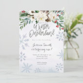 シルバーウィンターオンデアランド1歳の誕生日招待状。 招待状 (スタンド正面)