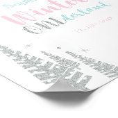 シルバーウィンターガールバースデーパーティーウェルカムサイン ポスター (角)