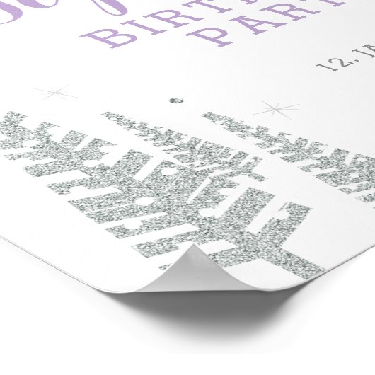 シルバーウィンターガールバースデーパーティーウェルカムサイン ポスター (角)