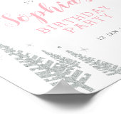 シルバーウィンターガールバースデーパーティーウェルカムサイン ポスター (角)