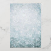 シルバーウィンタースノーフレークブルーキンセアニェラフォイル 箔招待状 (裏面)