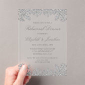 シルバーウィンタースノーフレークリハーサルディナー アクリル招待状 (インサイチュ (ポータブル))