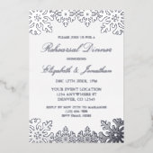 シルバーウィンタースノーフレークリハーサルディナー 箔招待状 (正面)