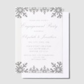 シルバーウィンタースノーフレーク婚約パーティ ベラム紙招待状 (オフセット)