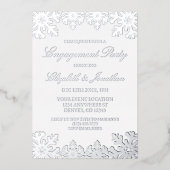 シルバーウィンタースノーフレーク婚約パーティ 箔招待状 (正面)