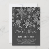 シルバーウィンターブライダルシャワーグリッター&スターズ 招待状 (正面)