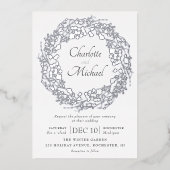 シルバーウィンターベリー結婚リース 箔招待状 (正面)