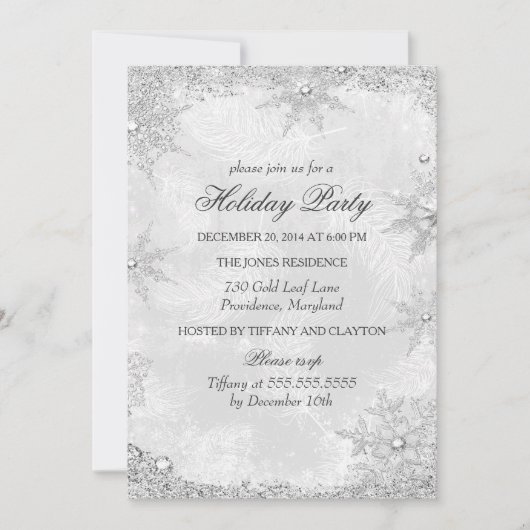 シルバーウィンターワンダーランドクリスマスホリデーパーティーA 招待状 (正面)