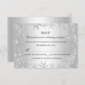 シルバーウィンターワンダーランドクリスマスホリデーRSVP 出欠カード (正面/裏面)