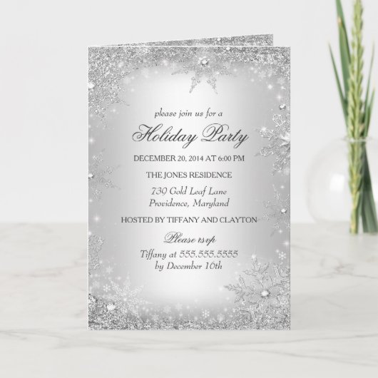 シルバーウィンターワンダーランドクリスマス 招待状 (正面)