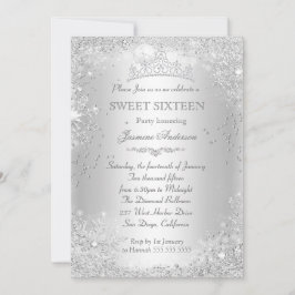 シルバーウィンターワンダーランドスウィート16ティアラ 招待状