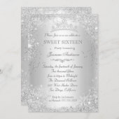 シルバーウィンターワンダーランドスウィート16ティアラ 招待状 (正面/裏面)