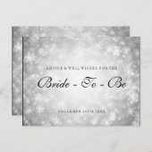 シルバーウィンターワンダーランドブライダルシャワーアドバイス インビテーションポストカード (正面/裏面)