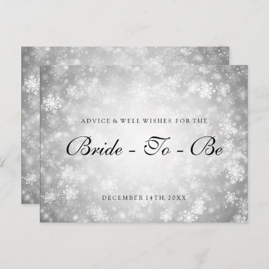 シルバーウィンターワンダーランドブライダルシャワーアドバイス インビテーションポストカード (正面/裏面)