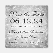 シルバーウィンターワンダーランド冬の日付を保存 マグネット (正面)