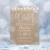 シルバーウィンターワンダーランド1stクラフト素朴誕生日 招待状